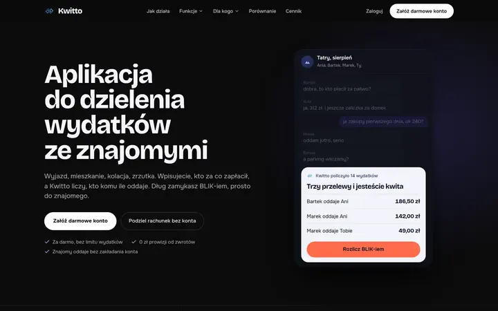Strona główna Kwitto, aplikacji do dzielenia wydatków